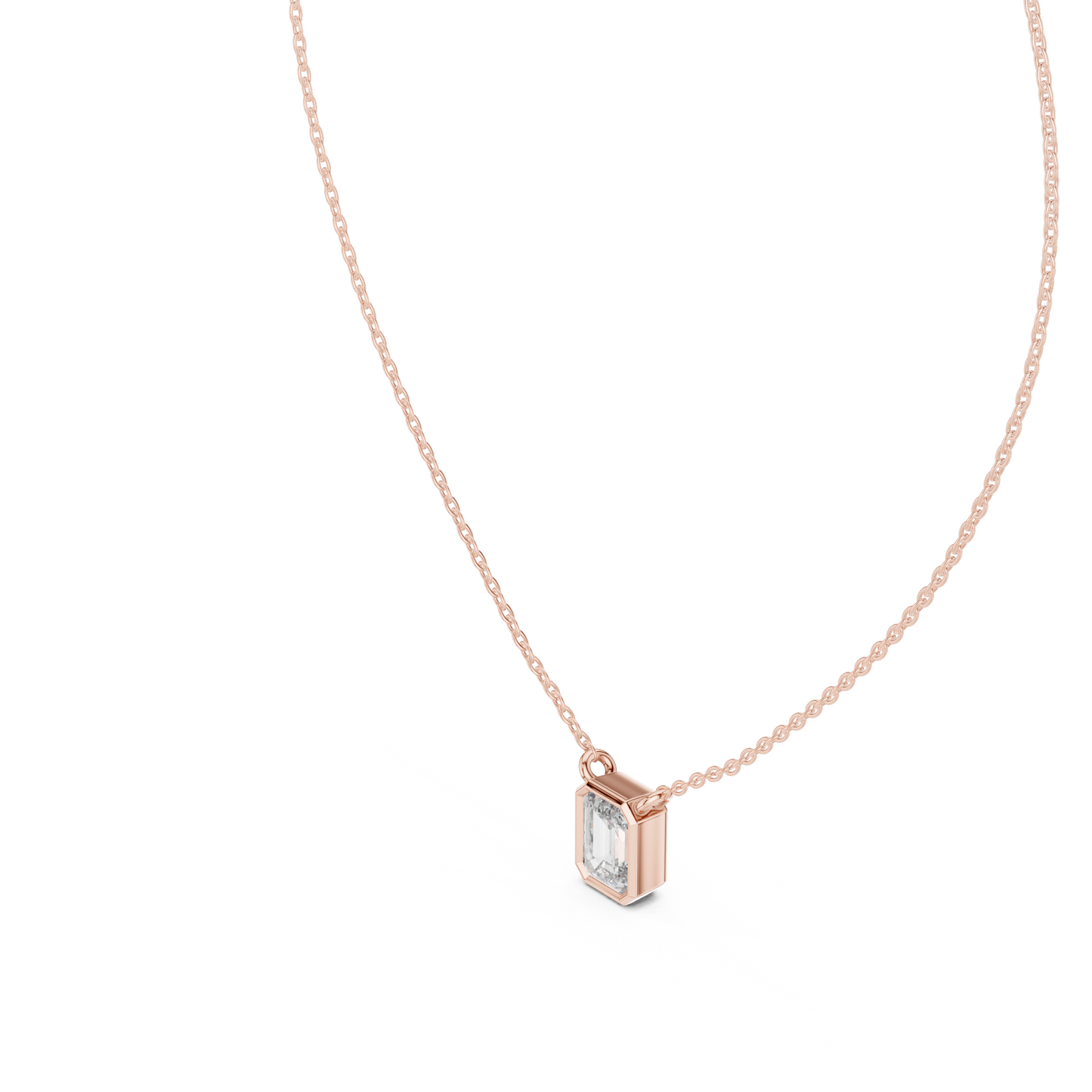 Emerald-Cut Diamond or Moissanite Pendant Necklace