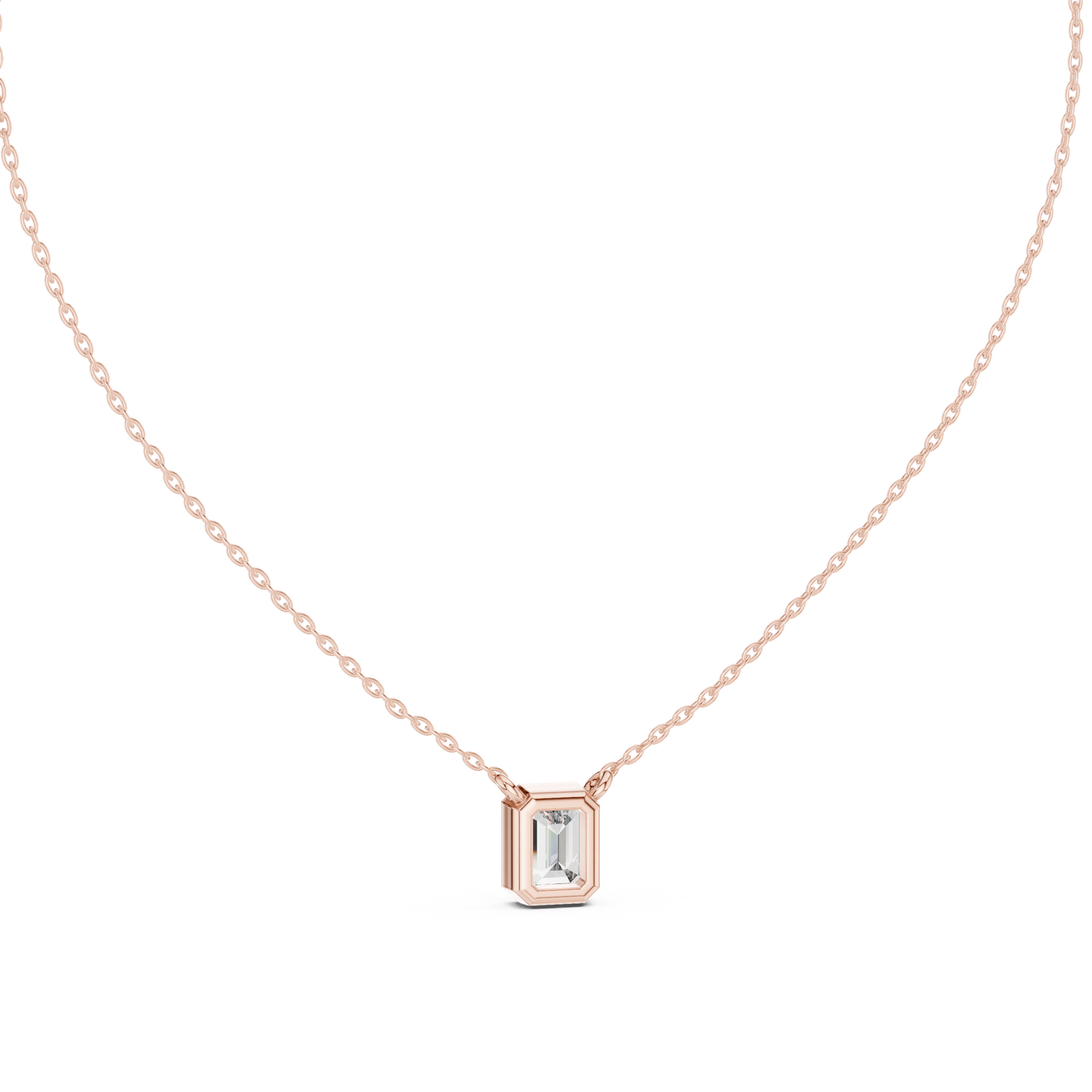 Emerald-Cut Diamond or Moissanite Pendant Necklace