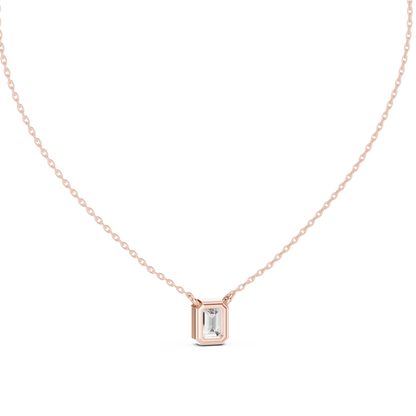 Emerald-Cut Diamond or Moissanite Pendant Necklace