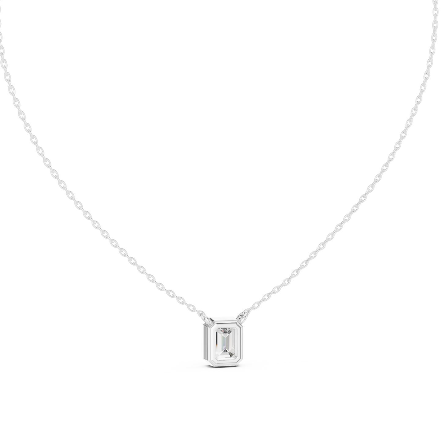Emerald-Cut Diamond or Moissanite Pendant Necklace