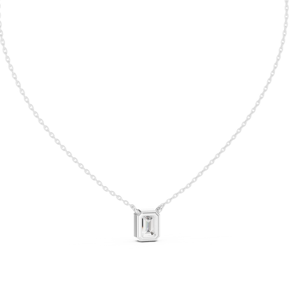 Emerald-Cut Diamond or Moissanite Pendant Necklace