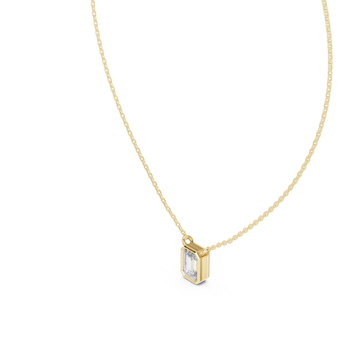 Emerald-Cut Diamond or Moissanite Pendant Necklace