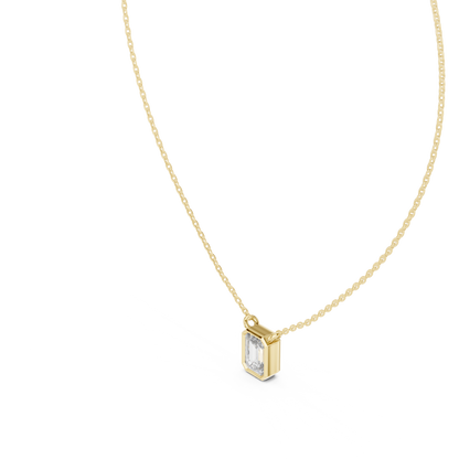 Emerald-Cut Diamond or Moissanite Pendant Necklace
