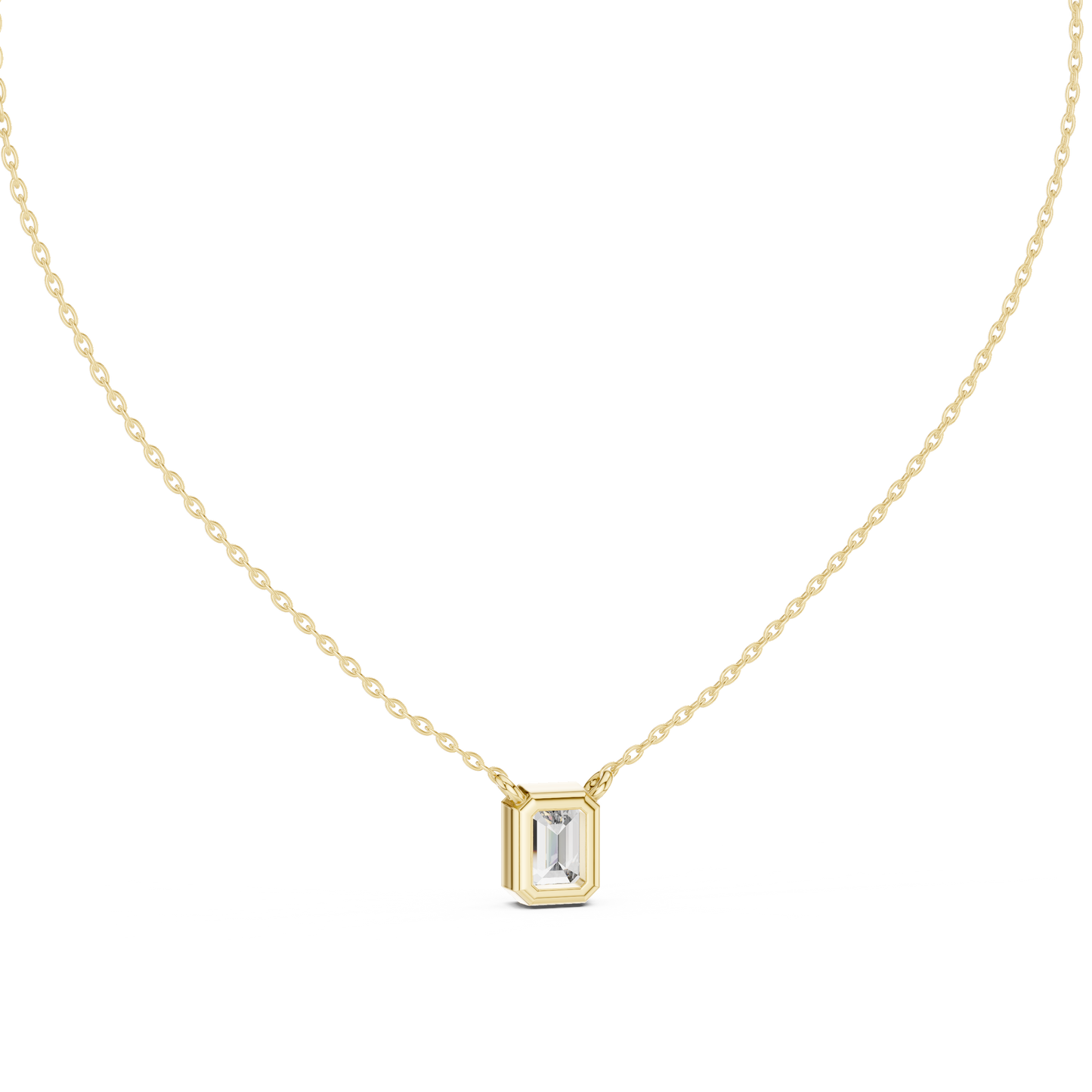 Emerald-Cut Diamond or Moissanite Pendant Necklace