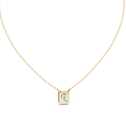 Emerald-Cut Diamond or Moissanite Pendant Necklace