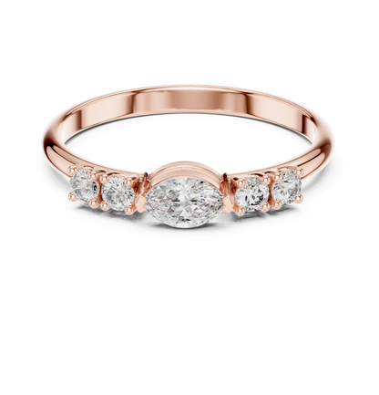 Vertical Oval Center Diamond Ring | Elegant Solitaire or Accent Ring