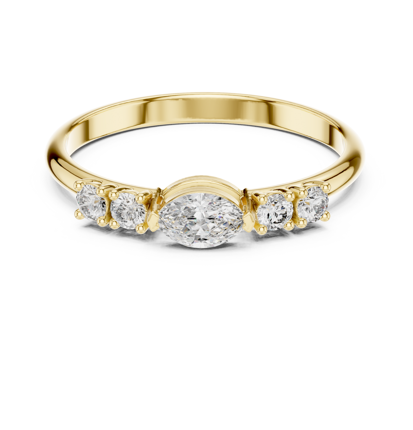Vertical Oval Center Diamond Ring | Elegant Solitaire or Accent Ring