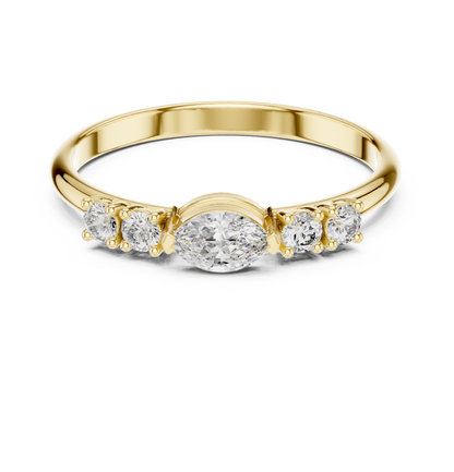 Vertical Oval Center Diamond Ring | Elegant Solitaire or Accent Ring