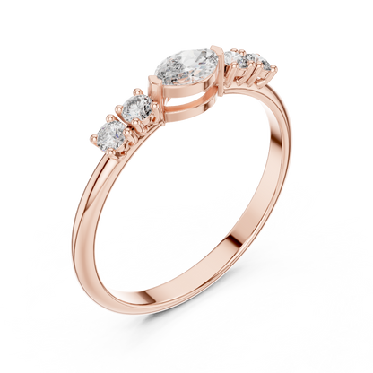 Vertical Oval Center Diamond Ring | Elegant Solitaire or Accent Ring