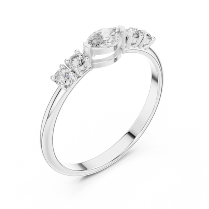 Vertical Oval Center Diamond Ring | Elegant Solitaire or Accent Ring