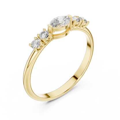 Vertical Oval Center Diamond Ring | Elegant Solitaire or Accent Ring