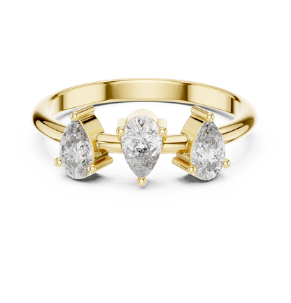 Three-Stone Pear-Cut Diamond Ring | Lab-Grown Diamond Ring
