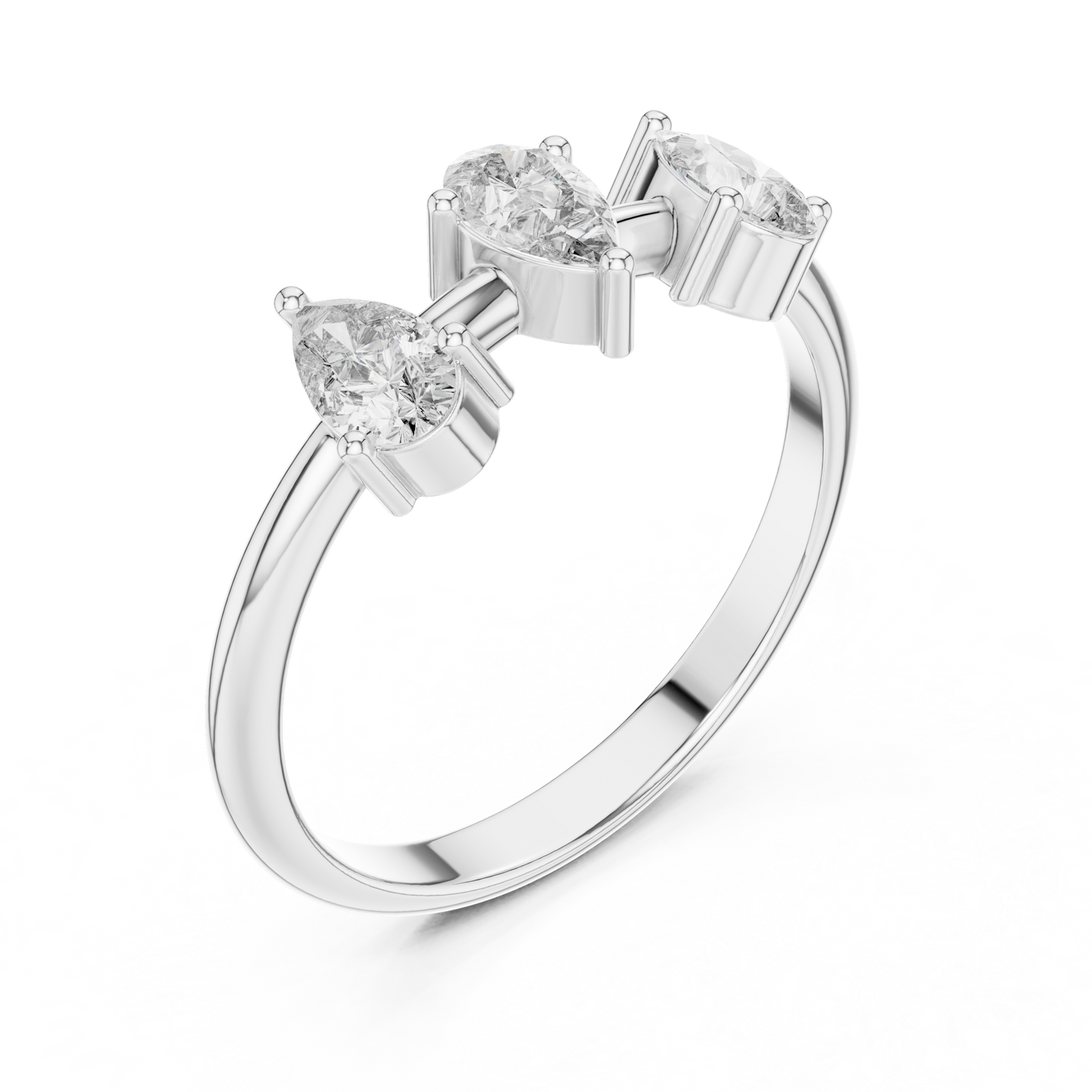 Three-Stone Pear-Cut Diamond Ring | Lab-Grown Diamond Ring