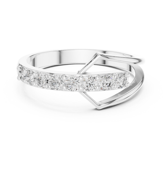 Ribbon-shaped diamond wedding band in 935 silver

Elegant contoured diamond band in white gold

Modern bridal ring with flowing ribbon design and sparkling diamonds