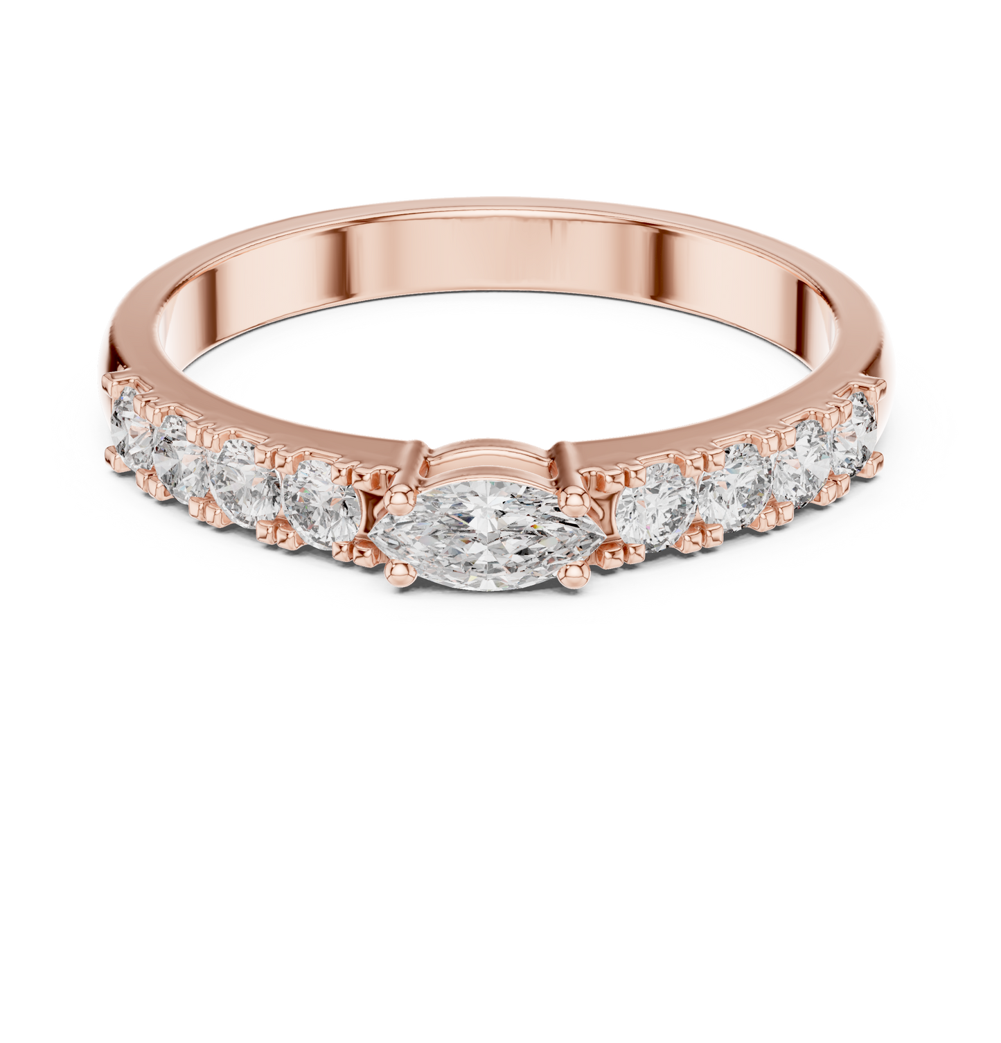 Marquise-Cut Diamond Engagement Ring | Pavé Side Stones