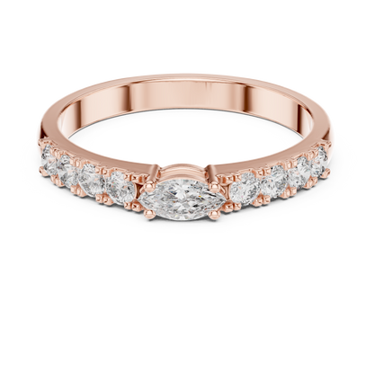 Marquise-Cut Diamond Engagement Ring | Pavé Side Stones