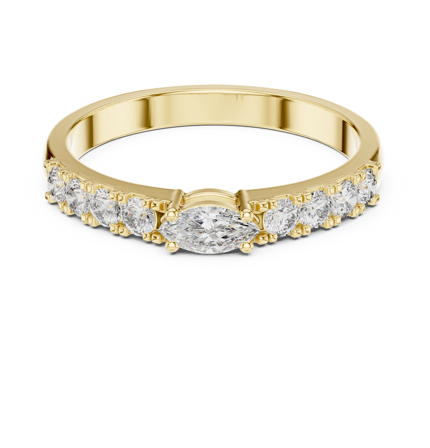 Marquise-Cut Diamond Engagement Ring | Pavé Side Stones