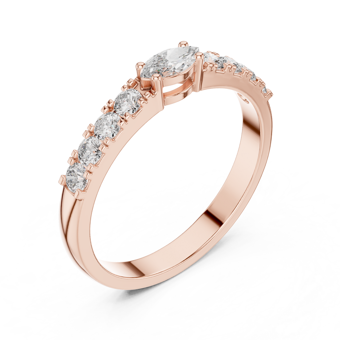 Marquise-Cut Diamond Engagement Ring | Pavé Side Stones