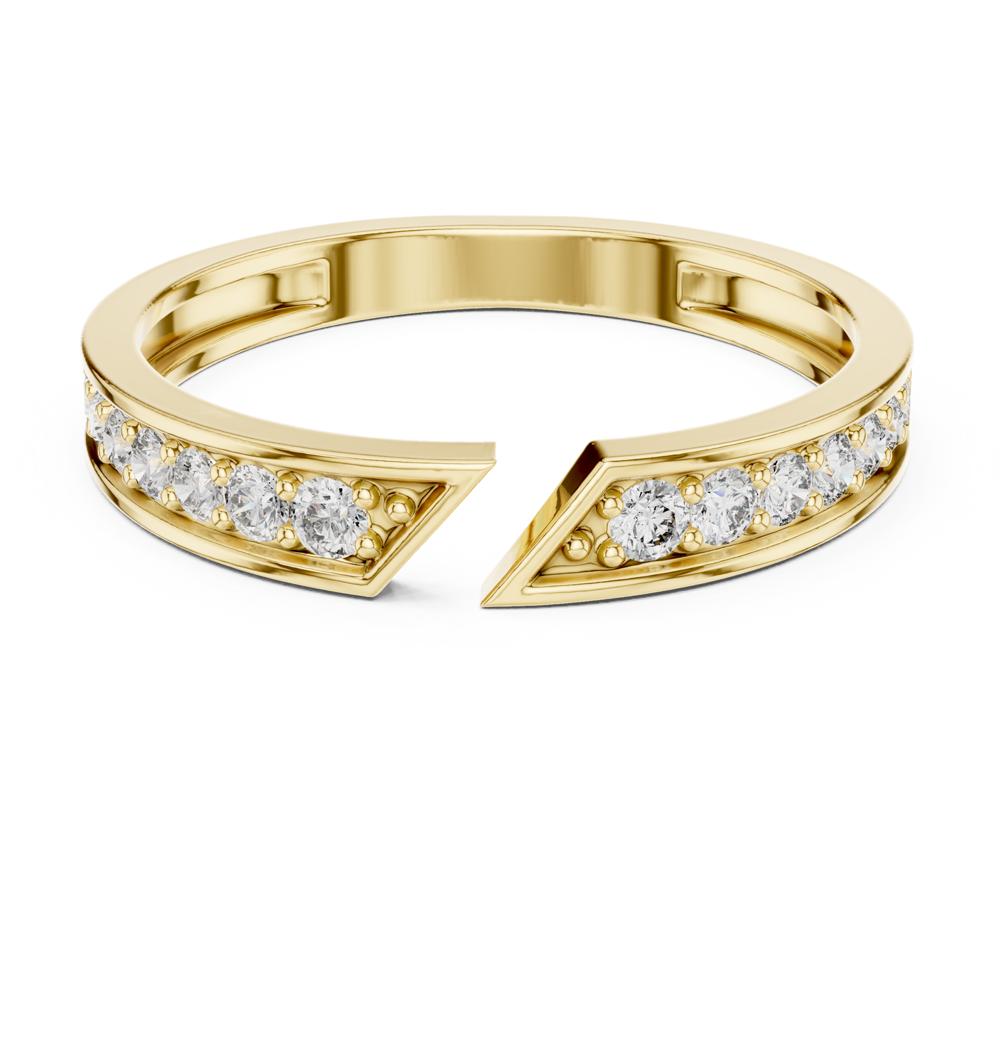 Diamond Open-Cuff Ring | Channel-Set Round Diamond Wedding Band