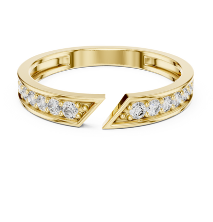Diamond Open-Cuff Ring | Channel-Set Round Diamond Wedding Band