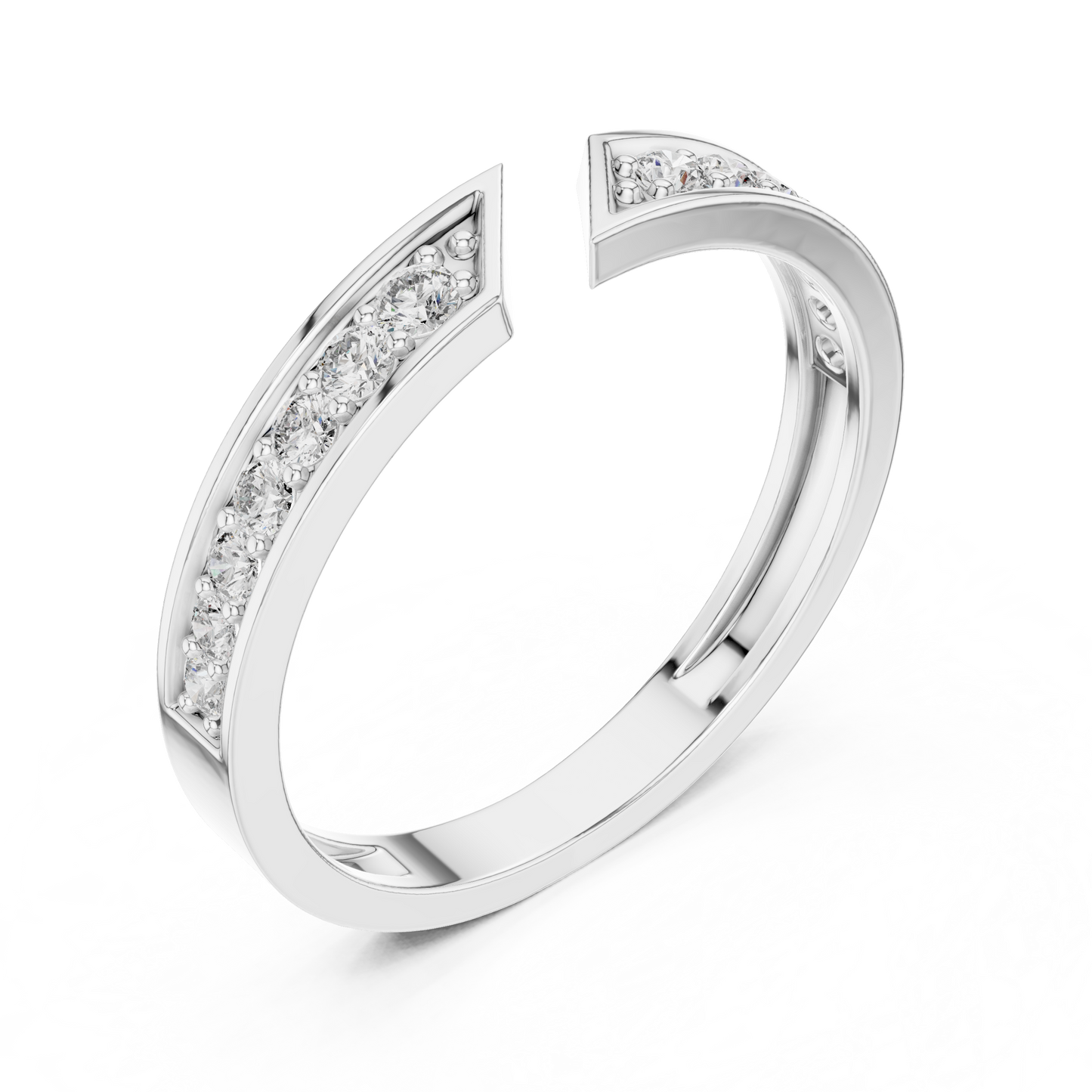 Diamond Open-Cuff Ring | Channel-Set Round Diamond Wedding Band