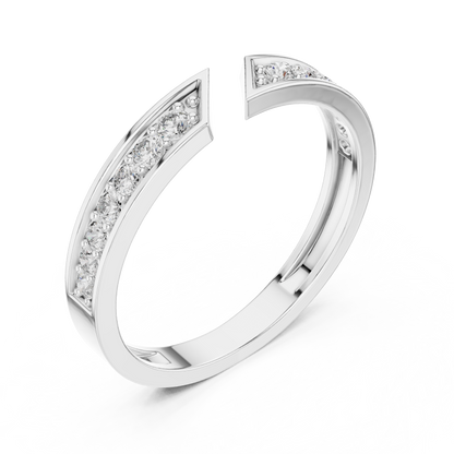 Diamond Open-Cuff Ring | Channel-Set Round Diamond Wedding Band