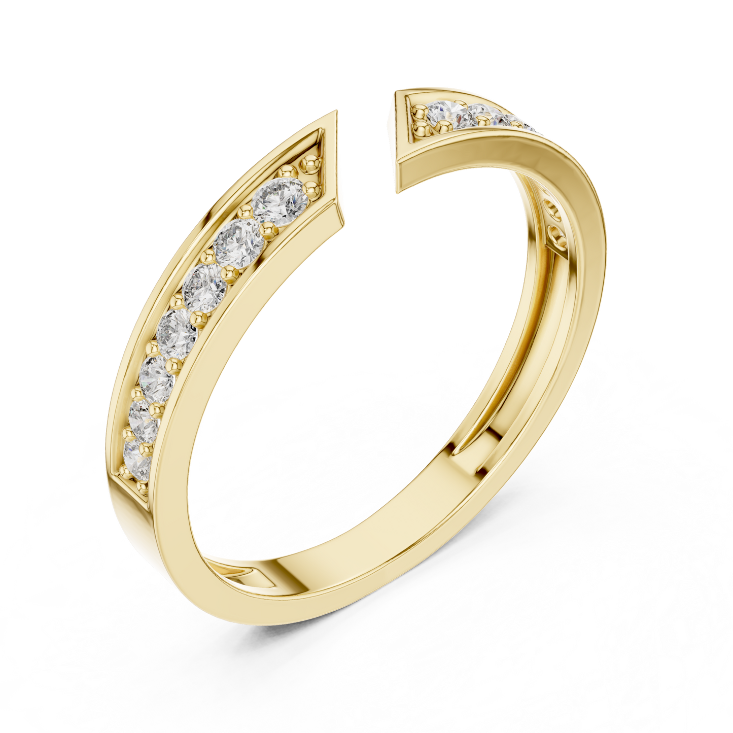 Diamond Open-Cuff Ring | Channel-Set Round Diamond Wedding Band