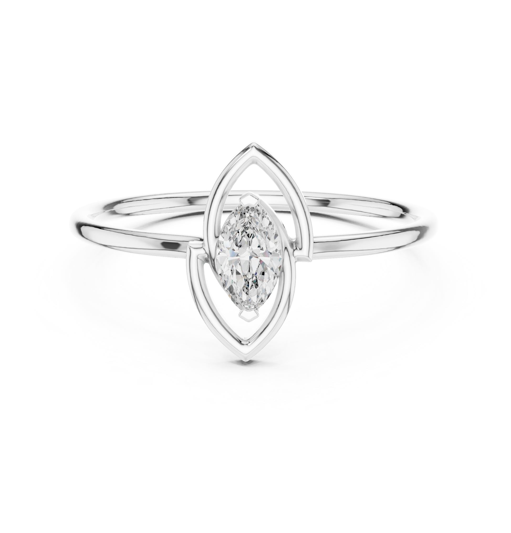 Marquise-cut diamond bezel set solitaire promise ring in 935 silver

Elegant marquise solitaire ring in white gold with bezel setting

Modern women’s promise ring featuring marquise diamond in secure bezel