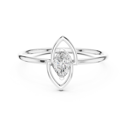 Marquise-cut diamond bezel set solitaire promise ring in 935 silver

Elegant marquise solitaire ring in white gold with bezel setting

Modern women’s promise ring featuring marquise diamond in secure bezel
