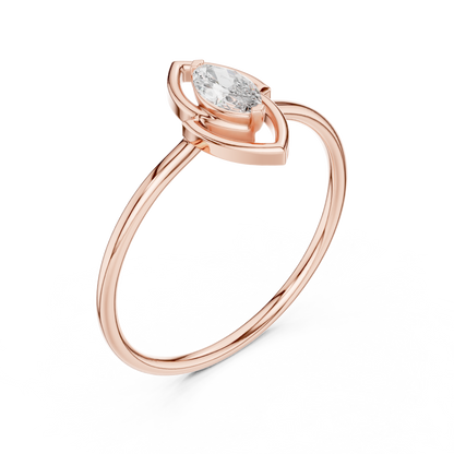 Marquise-Cut Diamond Bezel Set Solitaire Promise Ring