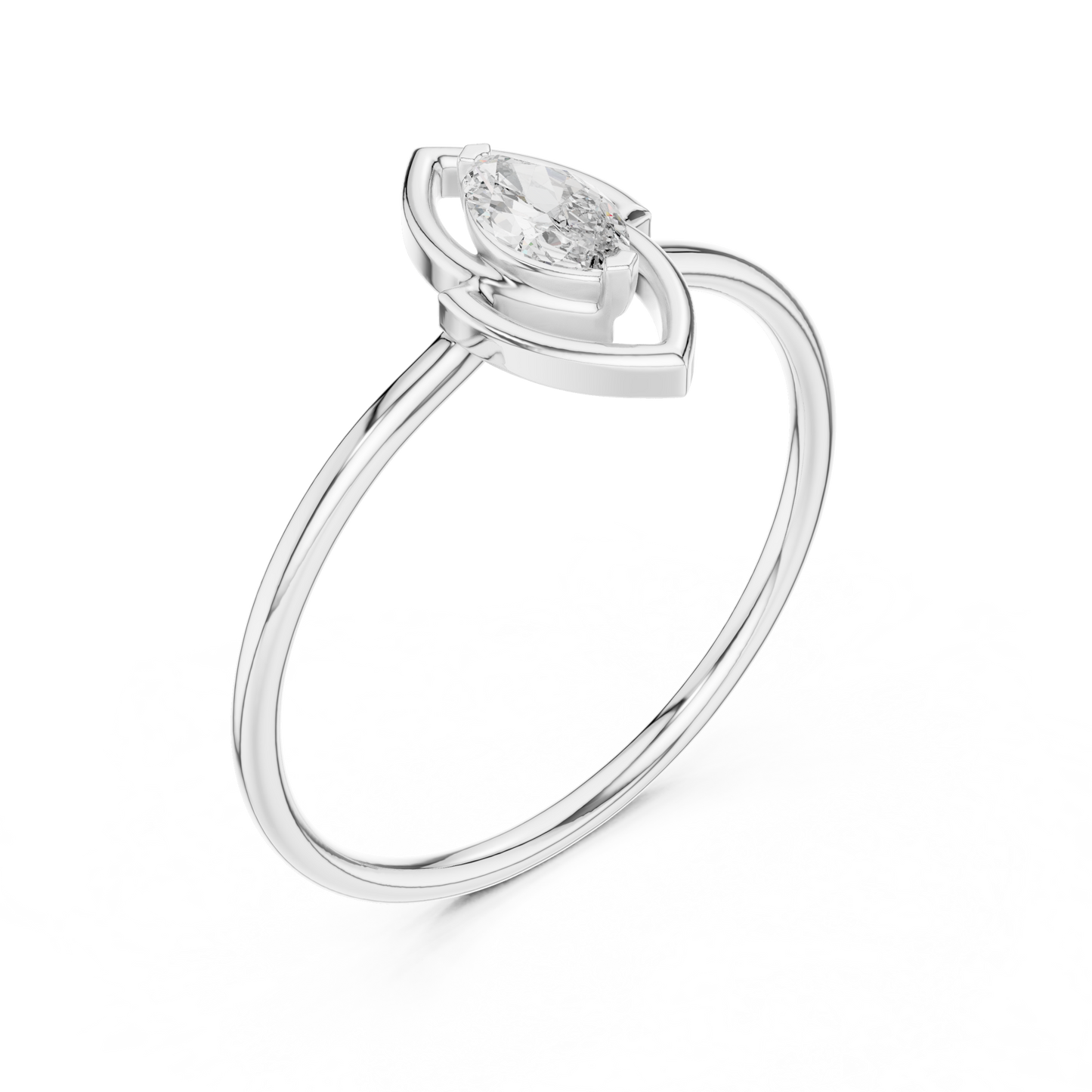 Marquise-Cut Diamond Bezel Set Solitaire Promise Ring
