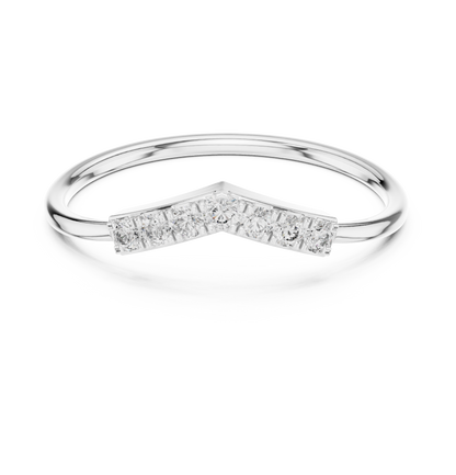 Curved diamond wedding band in 935 silver

Elegant contoured diamond band in white gold

Modern bridal ring with curved design and sparkling diamonds