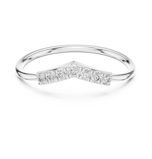 Curved diamond wedding band in 935 silver

Elegant contoured diamond band in white gold

Modern bridal ring with curved design and sparkling diamonds