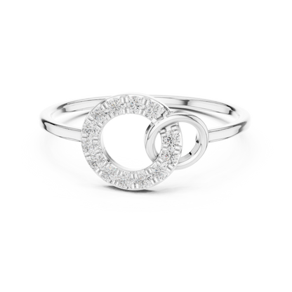 Eternal Bond diamond ring with two interlocking circles crafted in silver and gold
