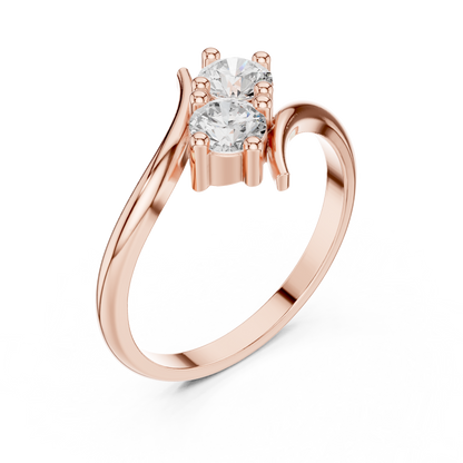 Bypass Two-Stone Diamond Ring | Elegant Crossover Design