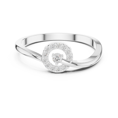 Halo diamond ring in 935 silver featuring a sparkling center stone

Elegant white gold halo ring with round brilliant diamonds

Modern women’s engagement ring with halo diamond design