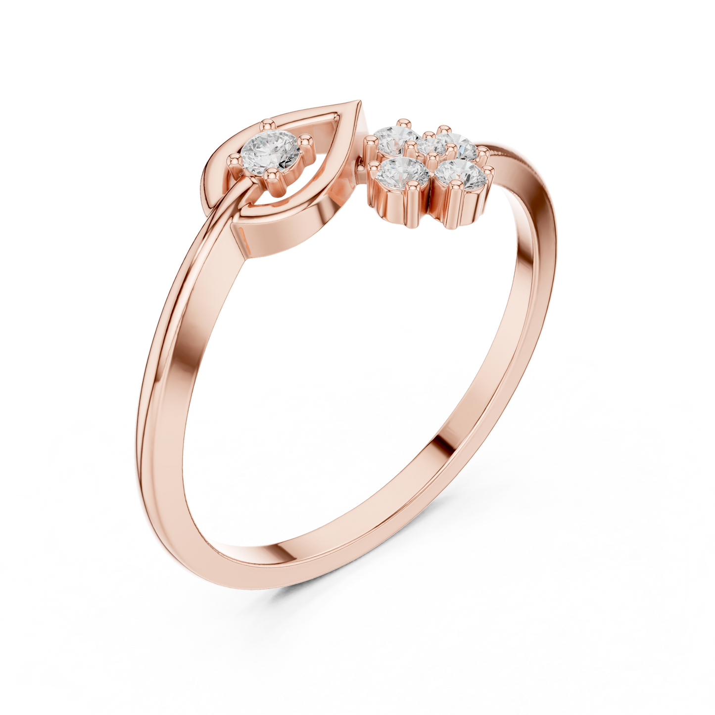 Floral Bypass Diamond Ring | White Gold or Silver