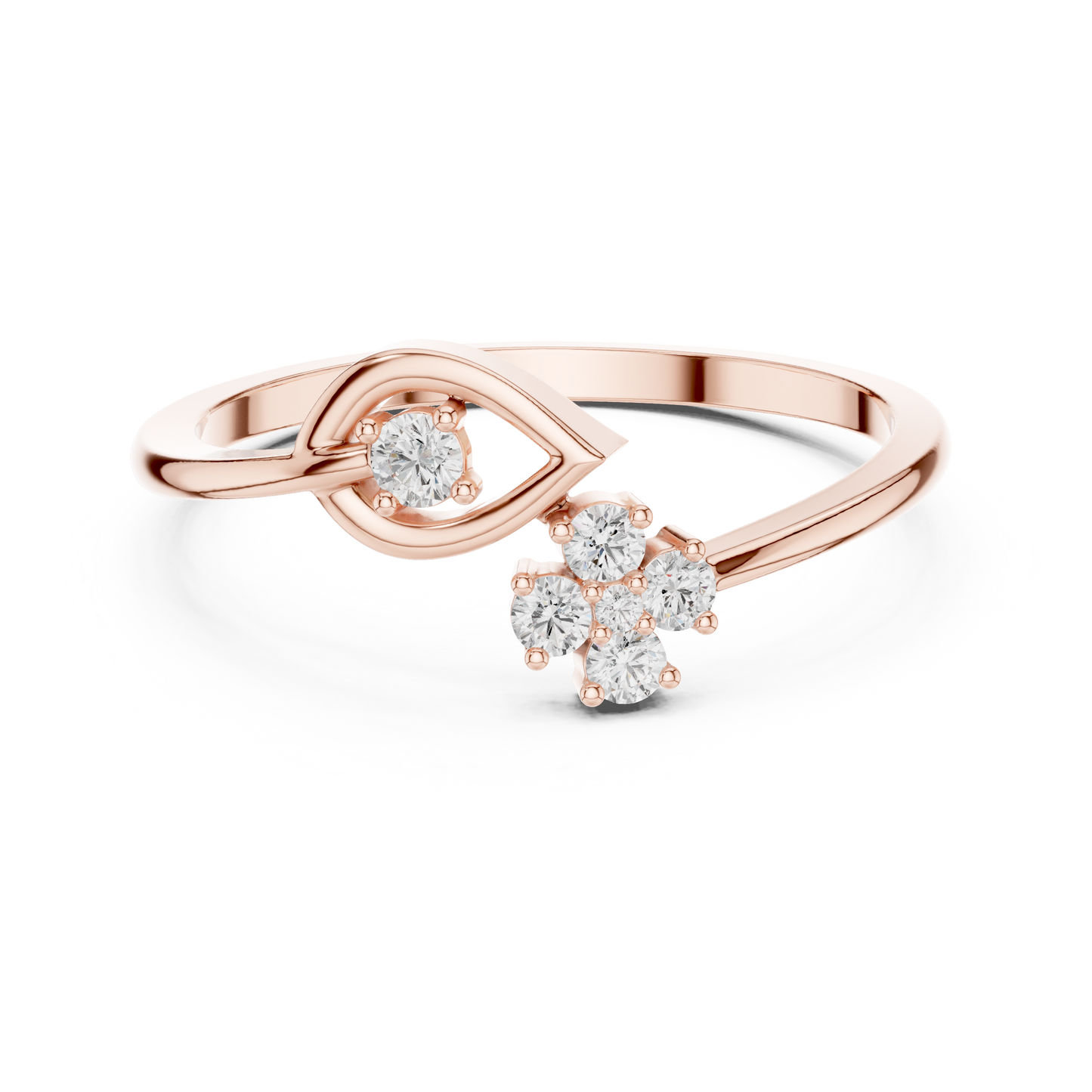 Floral Bypass Diamond Ring | White Gold or Silver