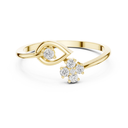 Floral Bypass Diamond Ring | White Gold or Silver