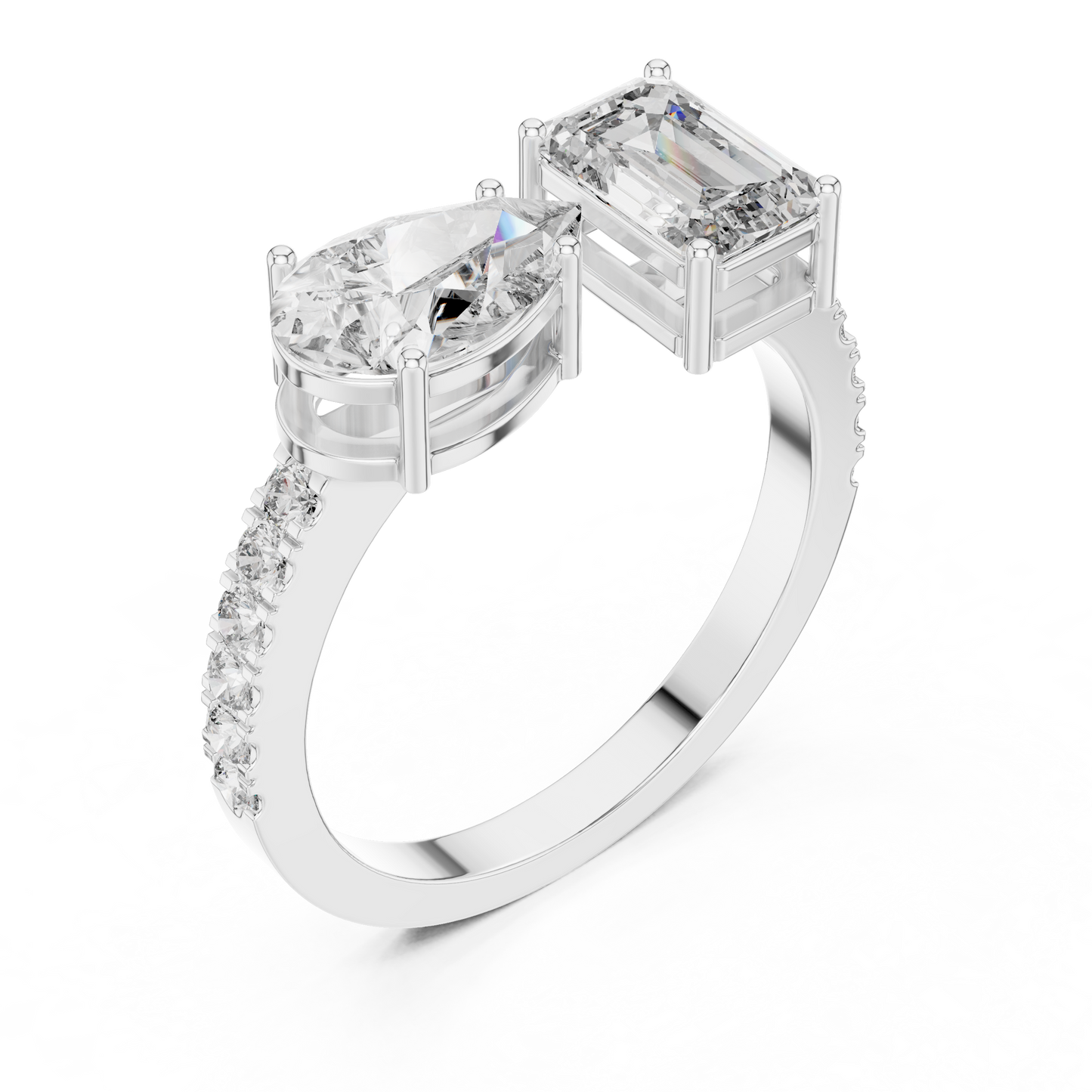 Toi et Moi Lab-Grown Diamond Ring | Pear & Emerald Cut Elegance