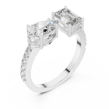 Toi et Moi Lab-Grown Diamond Ring | Pear & Emerald Cut Elegance