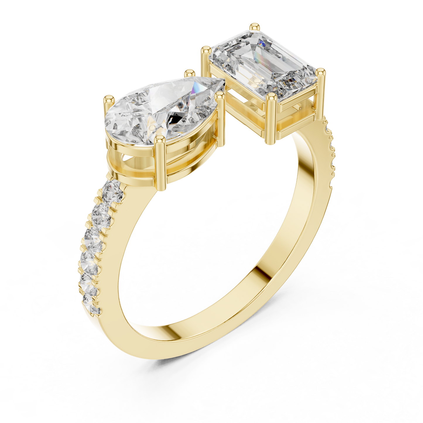Toi et Moi Lab-Grown Diamond Ring | Pear & Emerald Cut Elegance