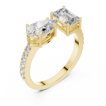 Toi et Moi Lab-Grown Diamond Ring | Pear & Emerald Cut Elegance