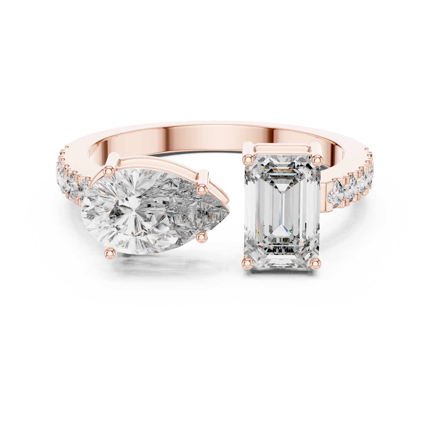 Toi et Moi Lab-Grown Diamond Ring | Pear & Emerald Cut Elegance