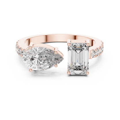 Toi et Moi Lab-Grown Diamond Ring | Pear & Emerald Cut Elegance