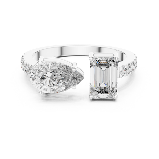 Toi et Moi Lab-Grown Diamond Ring | Pear & Emerald Cut Elegance