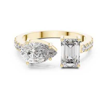 Toi et Moi Lab-Grown Diamond Ring | Pear & Emerald Cut Elegance