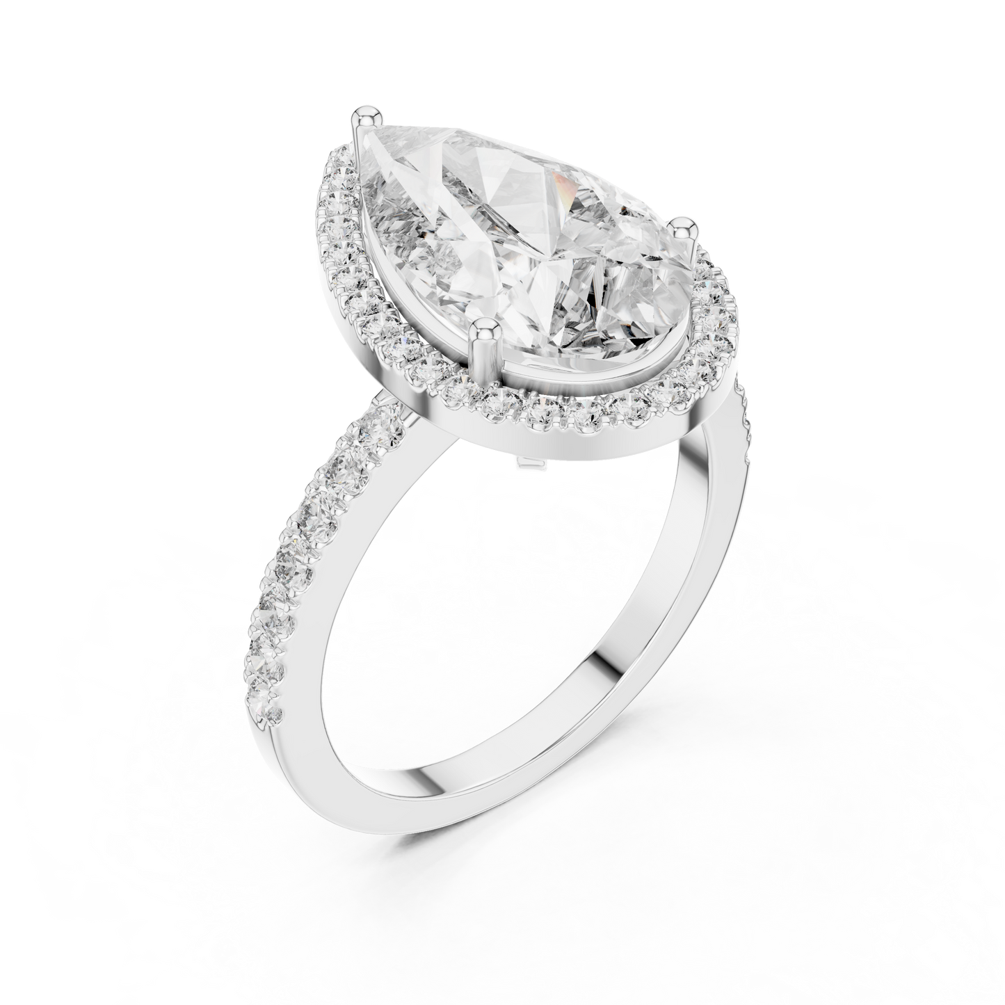 Icebox 3.00ct Pear-Cut Diamond Engagement Ring | Silver 935, 14K & 18K Gold