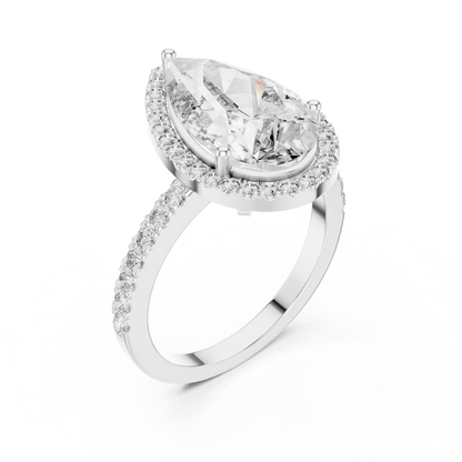 Icebox 3.00ct Pear-Cut Diamond Engagement Ring | Silver 935, 14K & 18K Gold