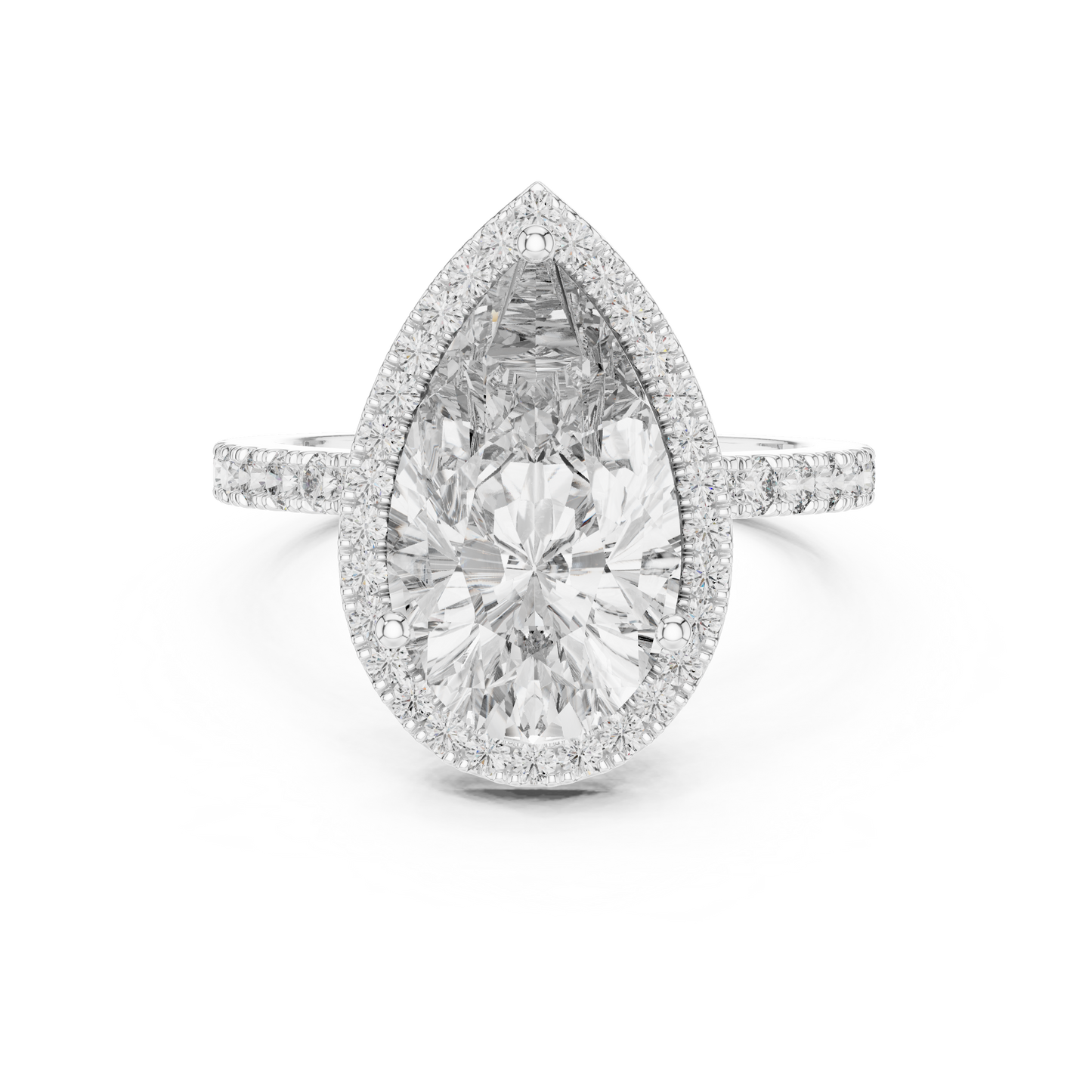 Icebox 3.00ct Pear-Cut Diamond Engagement Ring | Silver 935, 14K & 18K Gold